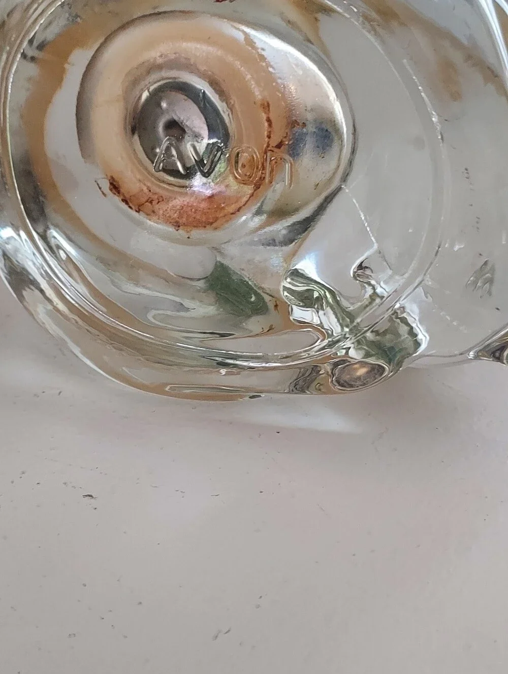 Avon Vintage Clear Glass Cat Tealight Candle Holder